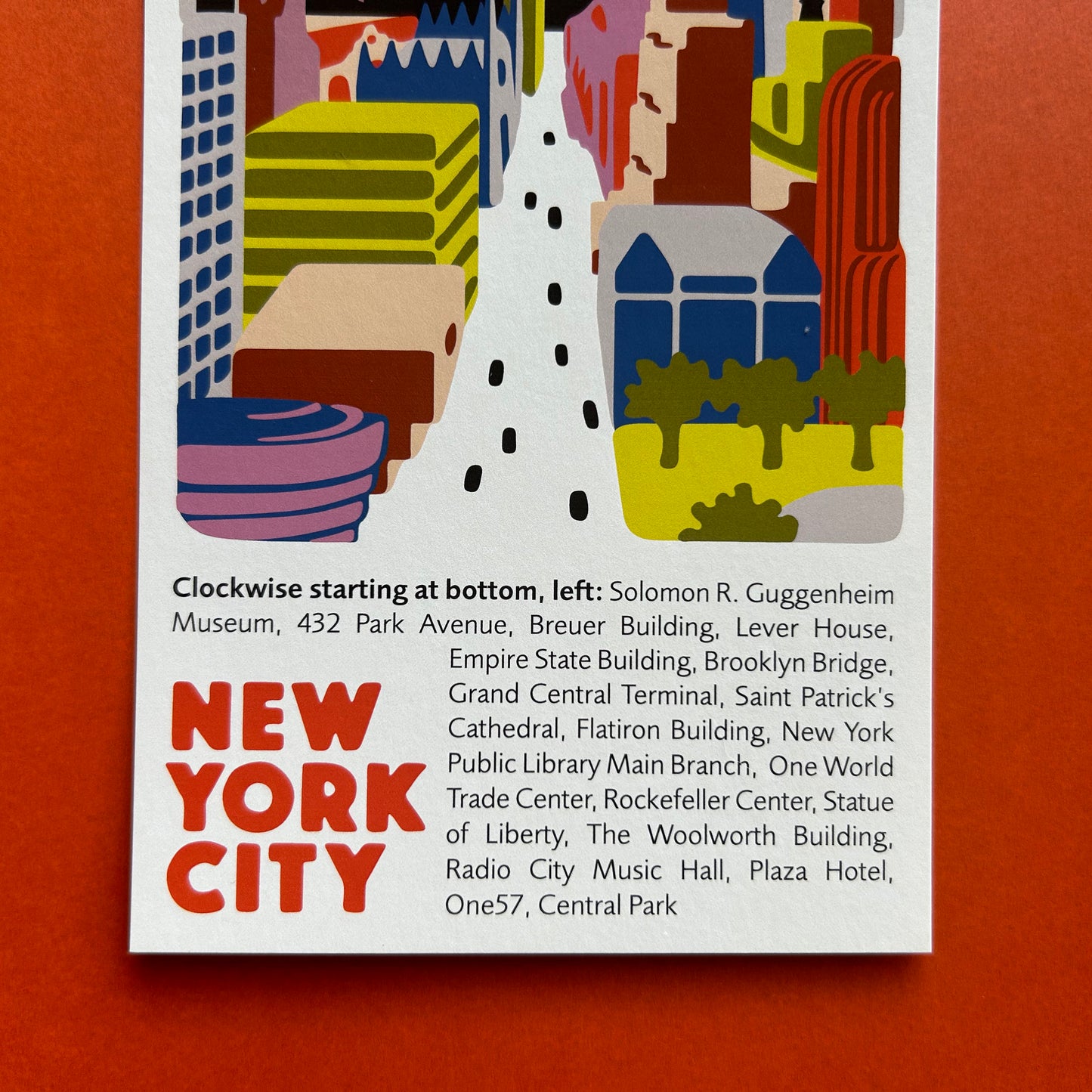 Postcard Featuring New York City NYC with Illustrated View Down 5th Avenue