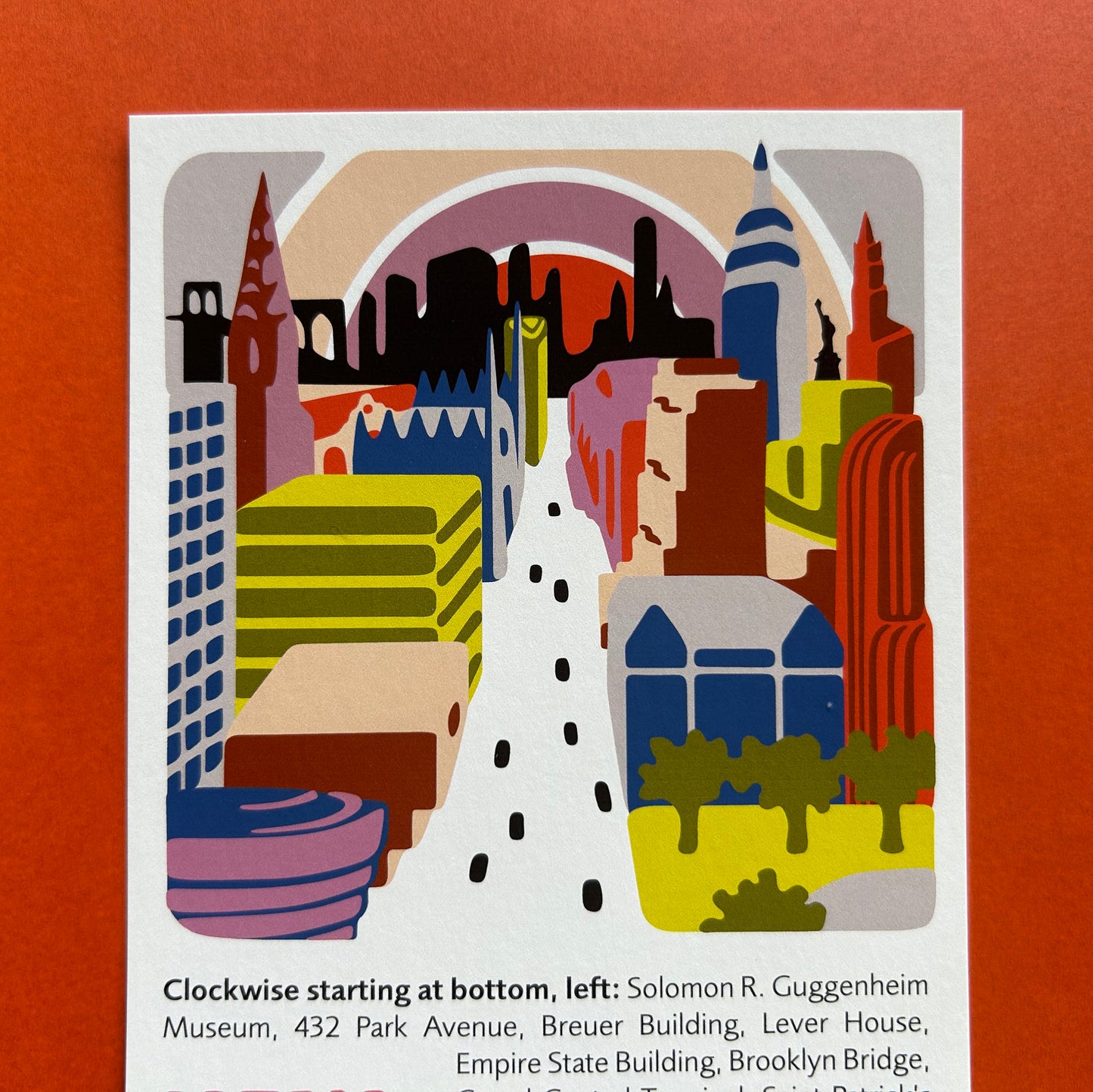 Postcard Featuring New York City NYC with Illustrated View Down 5th Avenue