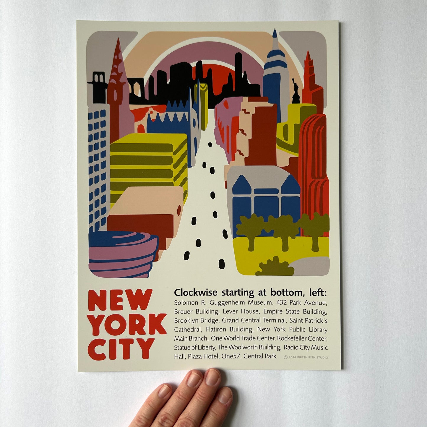 NYC New York City Skyline - View Down Fifth Avenue Print / Poster