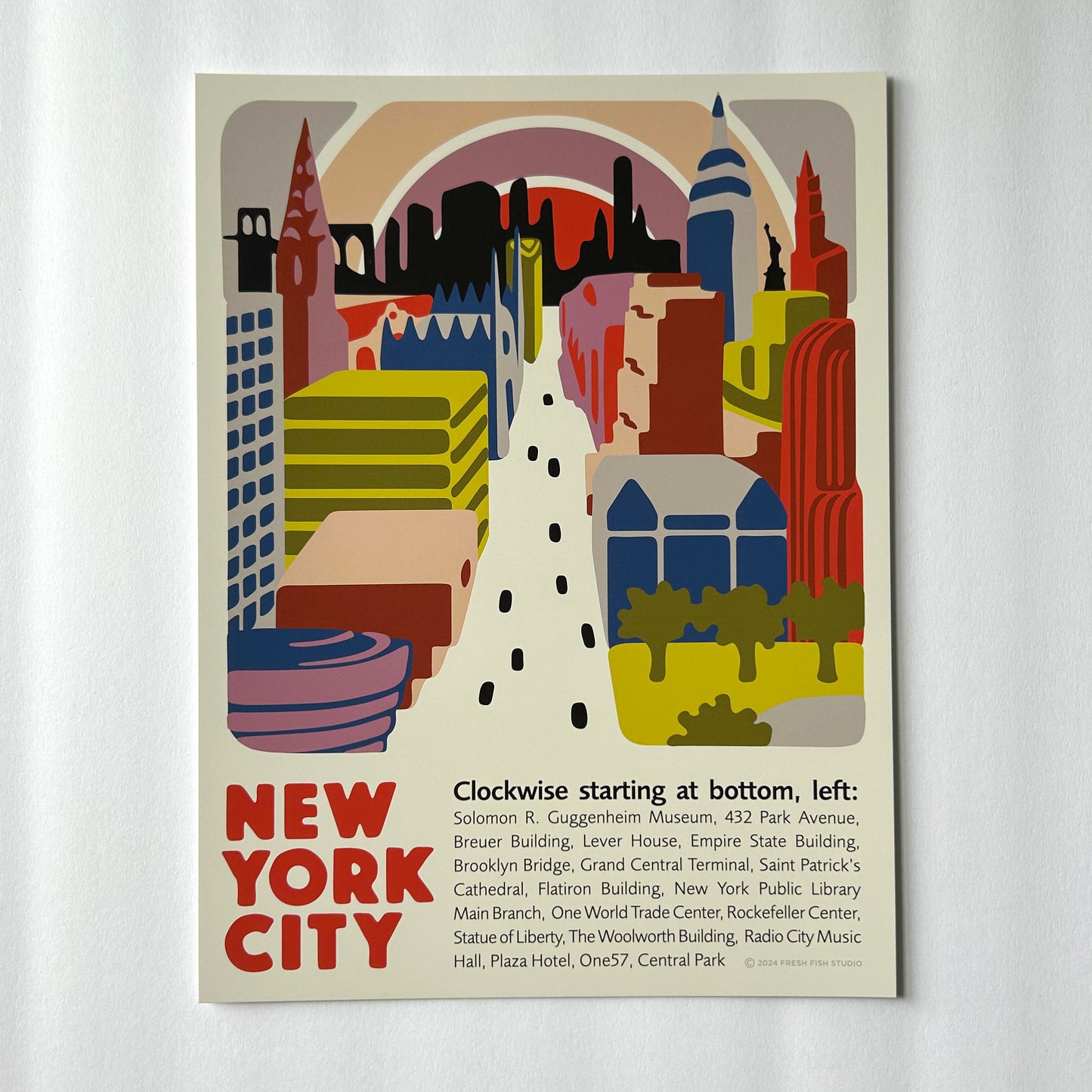 NYC New York City Skyline - View Down Fifth Avenue Print / Poster